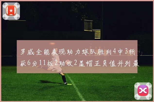 罗威全能表现助力球队胜利4中3斩获6分11板2助攻2盖帽正负值并列最高